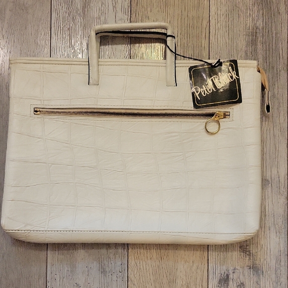 Handbags - White Croc-Embossed Tote Bag Made In England NWT